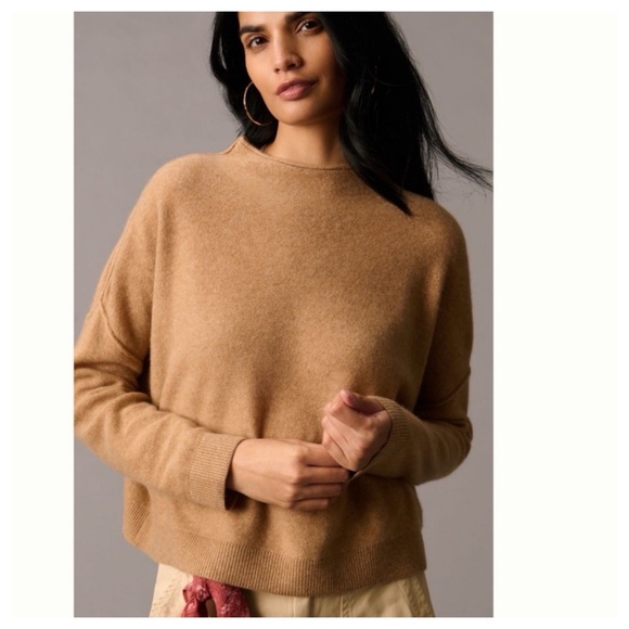 NWT Anthro  So Soft Cashmere Pilcro  Alani Relaxed fit Mock-Neck Sweater XL - Picture 2 of 9